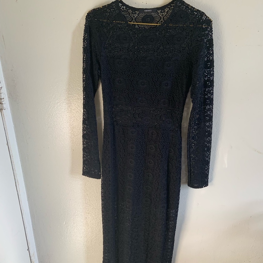 Forever21 Long Black Lace Dress